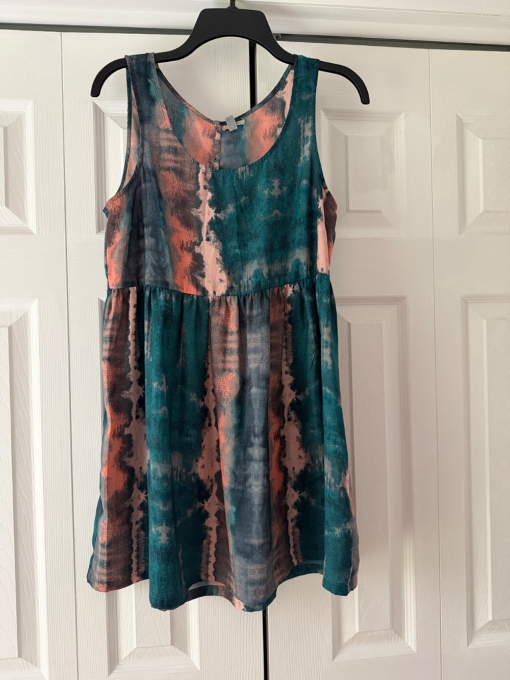 Ecote Teal and Coral Tie-Dye Tank Dress